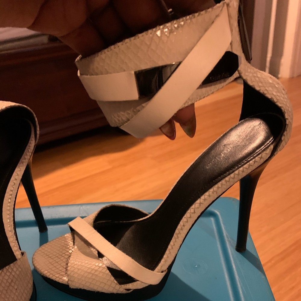 Cream leather heels